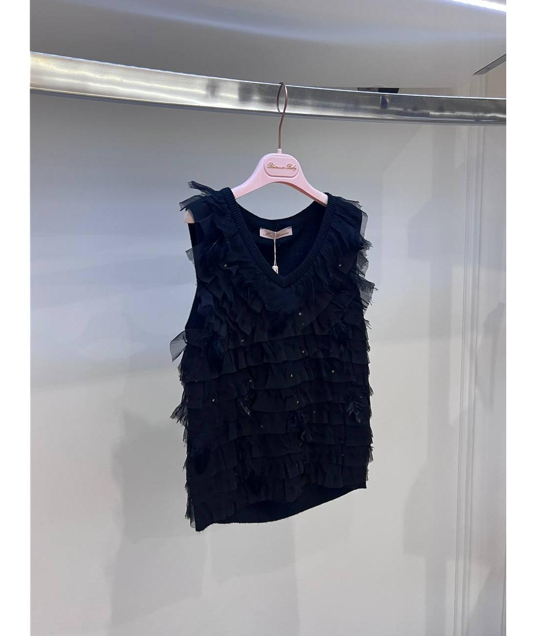 MISS BLUMARINE Темно-синий вискозный жакет / жилет, фото 2