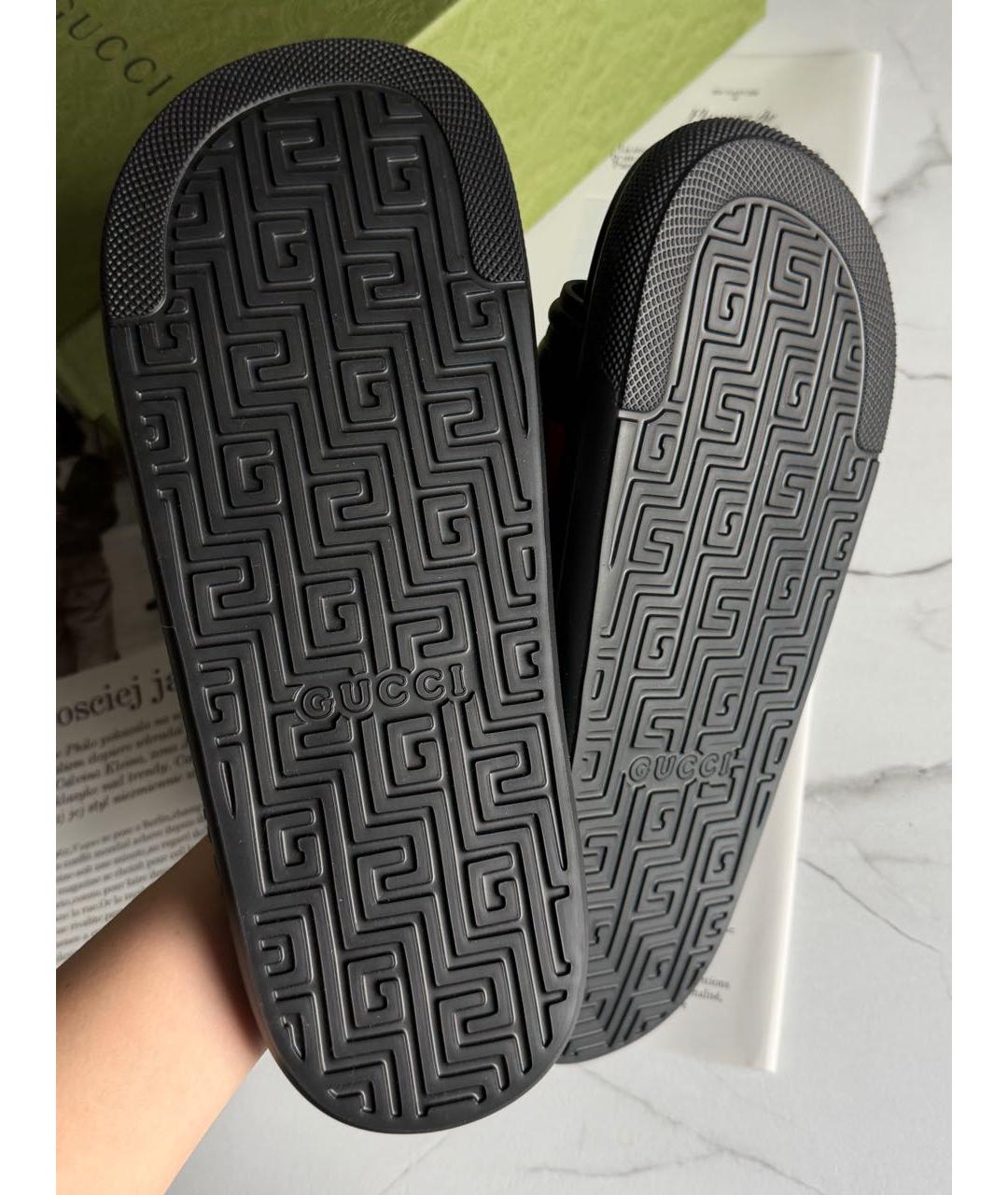 GUCCI Черные резиновые шлепанцы, фото 4