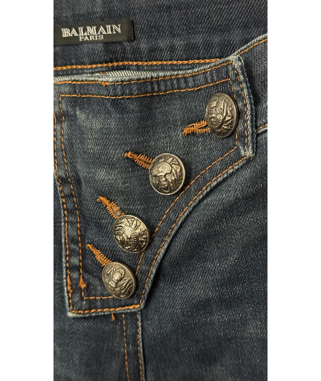BALMAIN Синие хлопковые прямые джинсы, фото 5