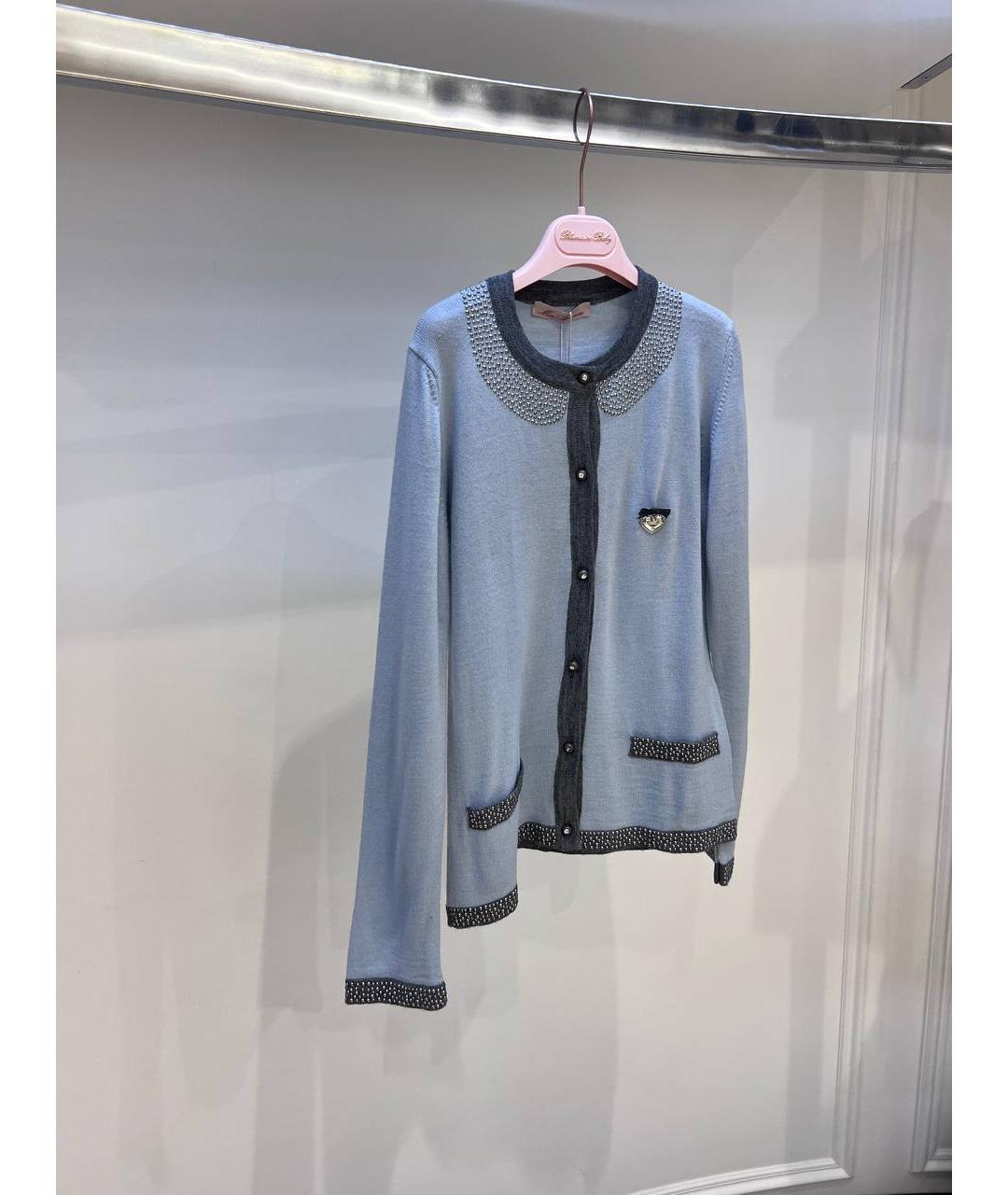 MISS BLUMARINE Голубой шерстяной жакет / жилет, фото 2