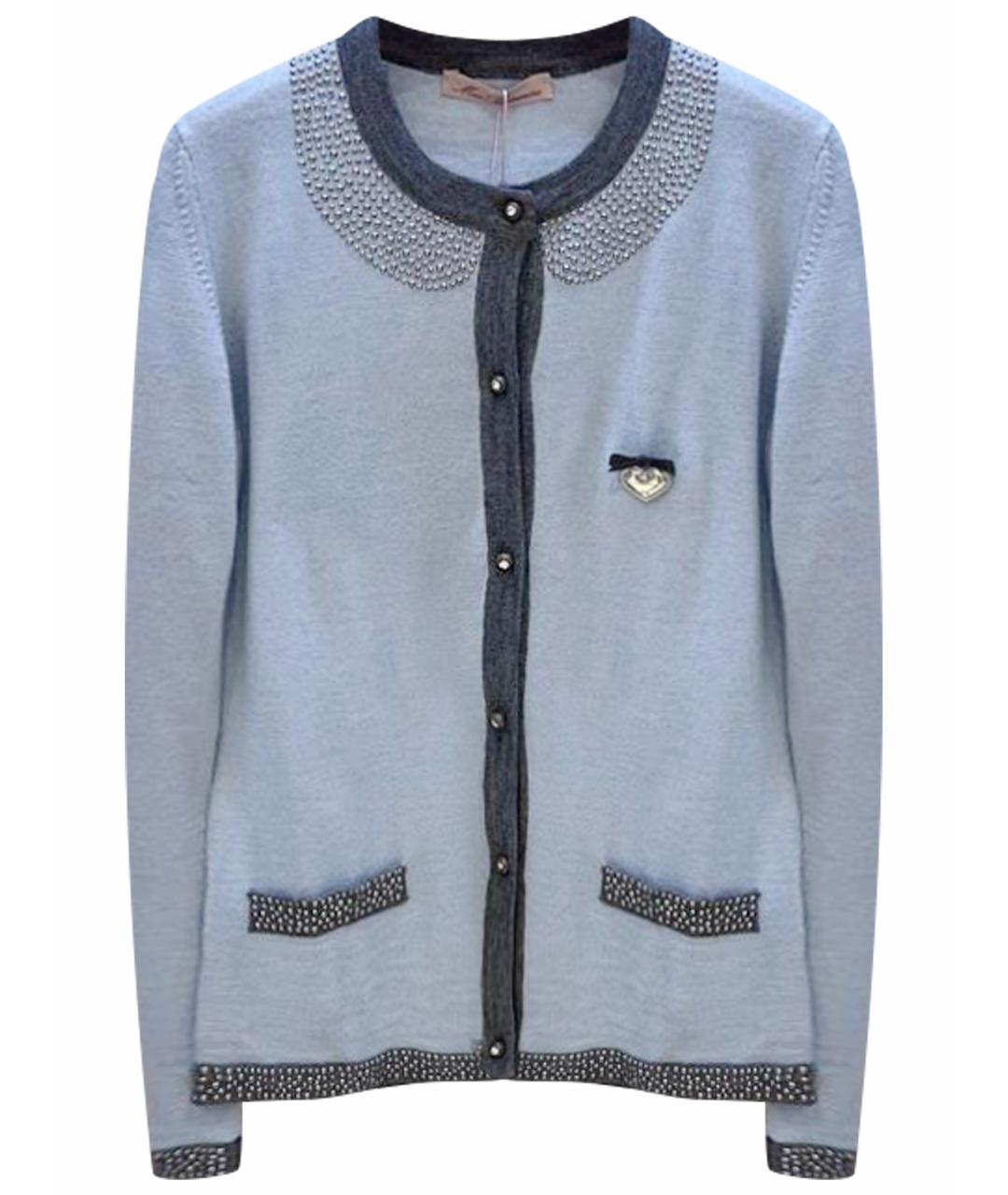 MISS BLUMARINE Голубой шерстяной жакет / жилет, фото 1