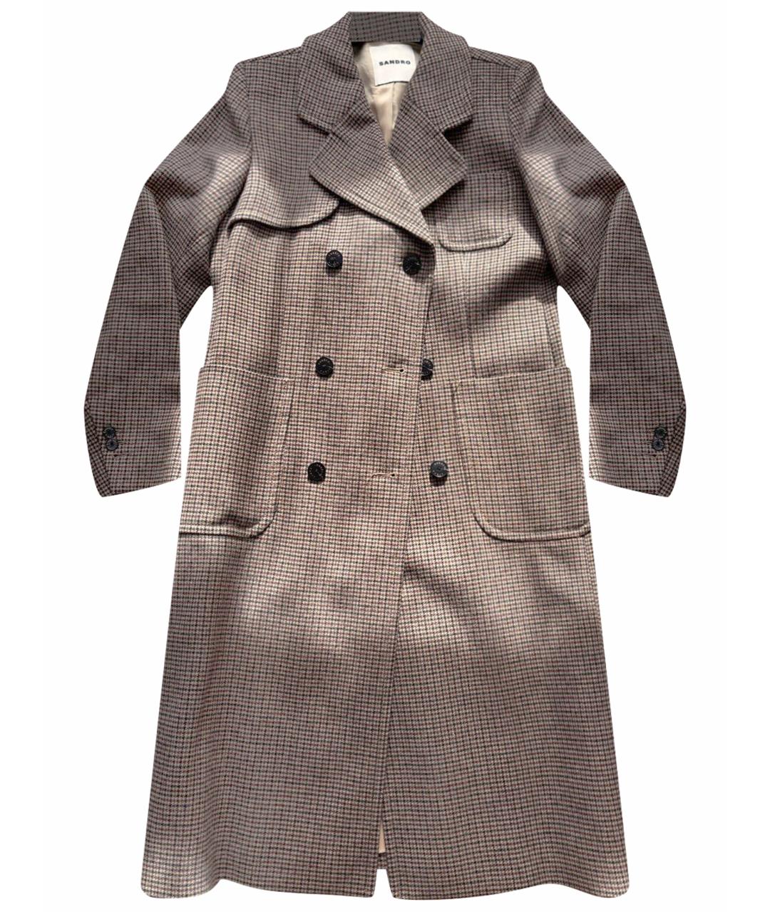 SANDRO Коричневое шерстяное пальто, фото 1