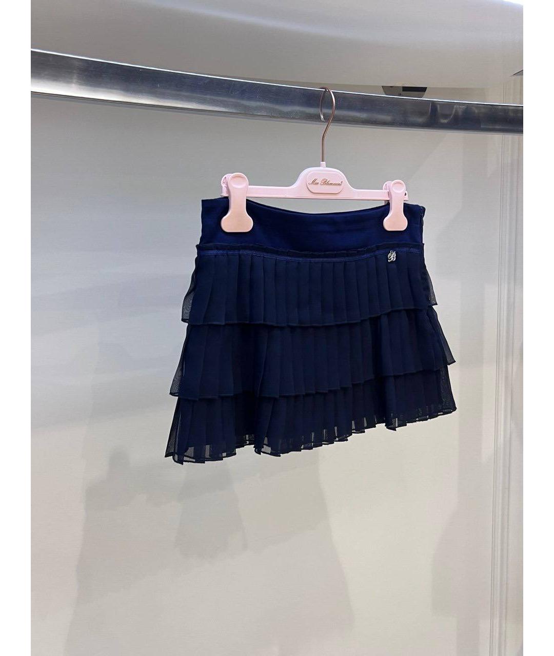 MISS BLUMARINE Темно-синяя синтетическая юбка, фото 2