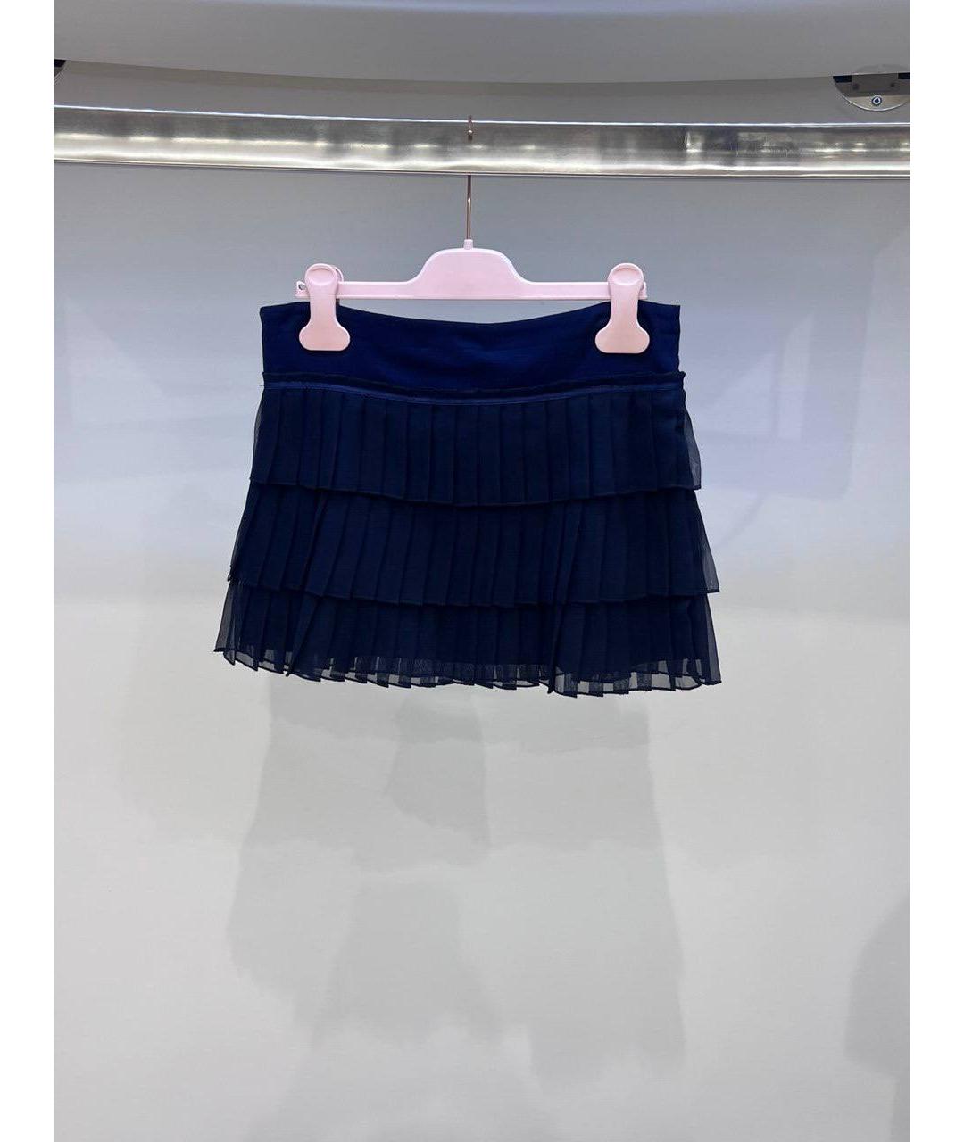 MISS BLUMARINE Темно-синяя синтетическая юбка, фото 3