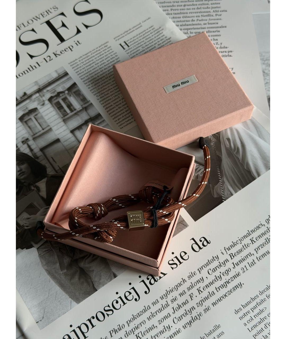 MIU MIU Коричневый браслет, фото 6