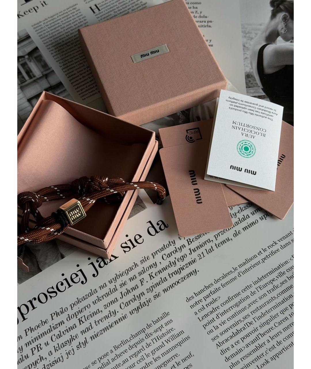 MIU MIU Коричневый браслет, фото 5