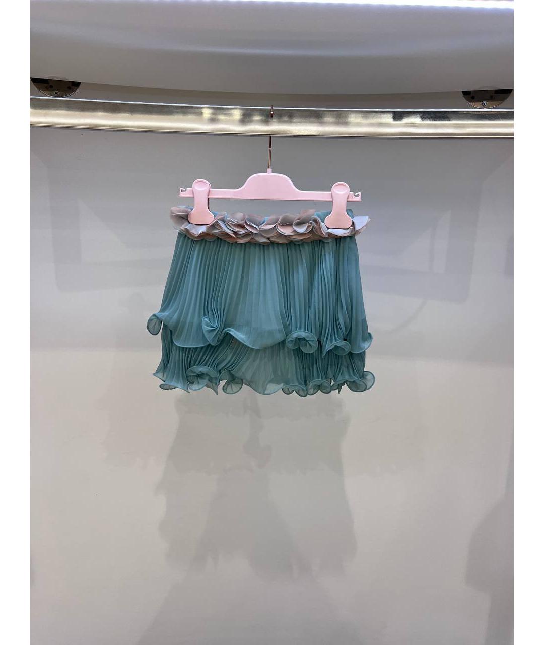 MISS BLUMARINE Голубая синтетическая юбка, фото 3