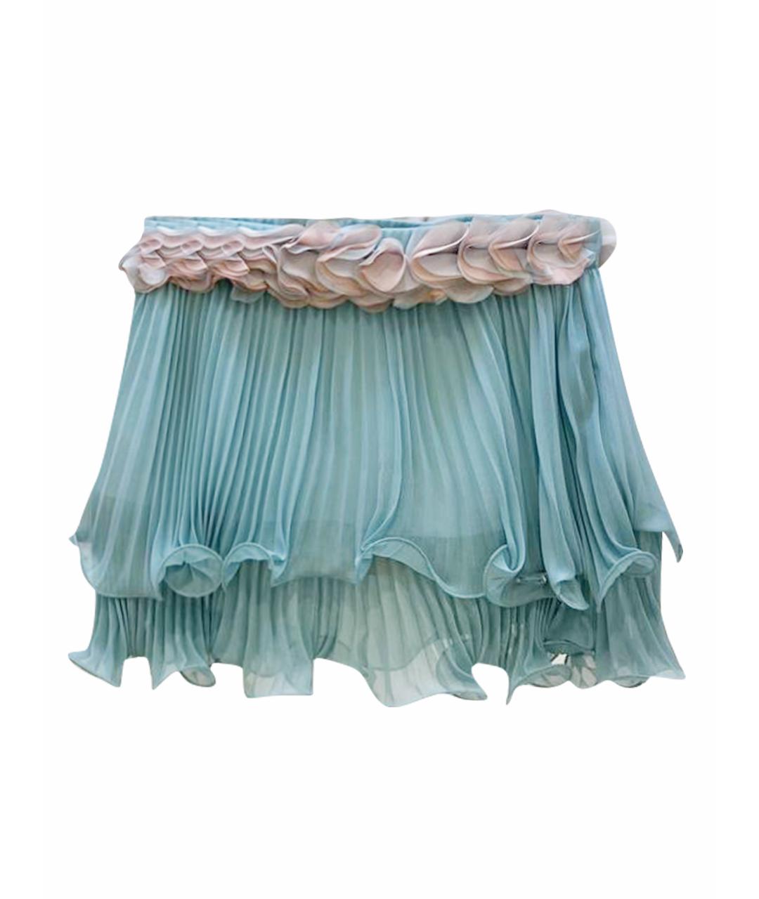 MISS BLUMARINE Голубая синтетическая юбка, фото 1