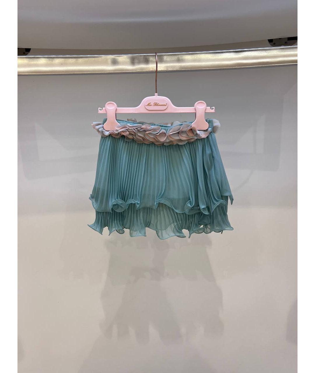 MISS BLUMARINE Голубая синтетическая юбка, фото 4