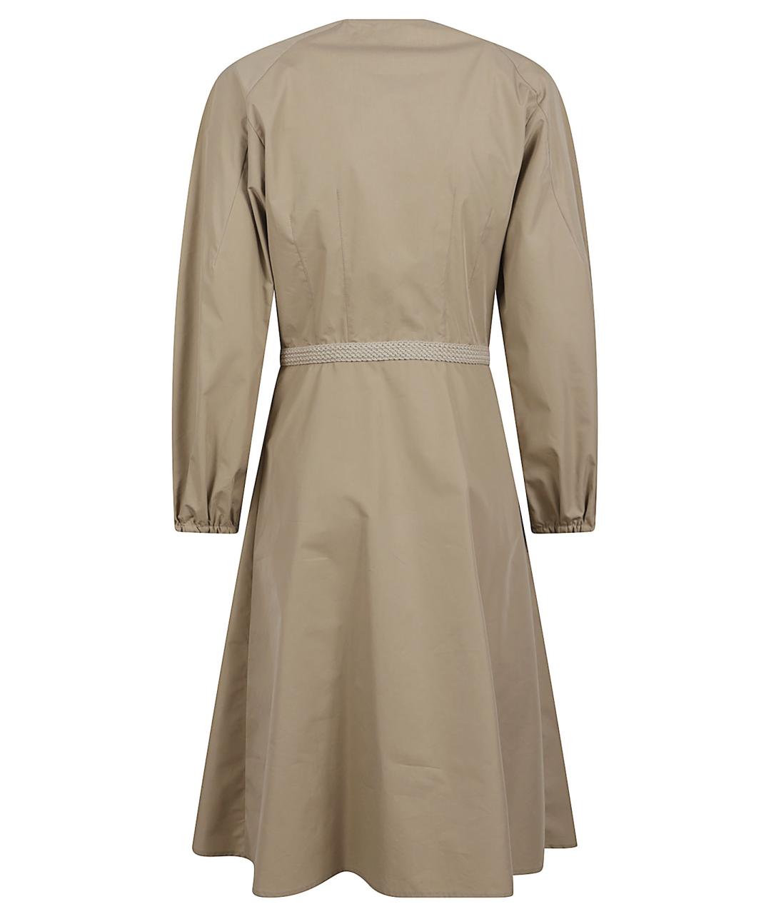 MONCLER Бежевое полиэстеровое повседневное платье, фото 3