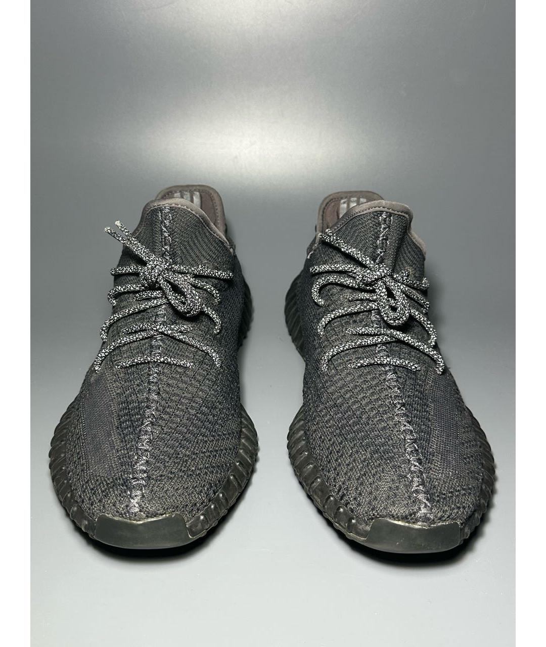 ADIDAS YEEZY Антрацитовые текстильные низкие кроссовки / кеды, фото 2