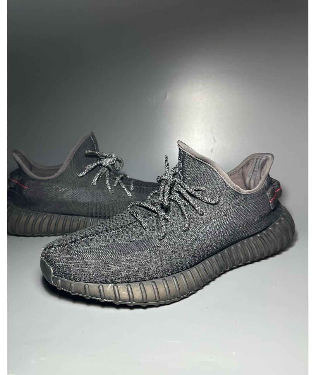 ADIDAS YEEZY Антрацитовые текстильные низкие кроссовки / кеды, фото 5