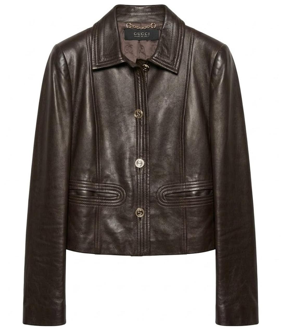 GUCCI Коричневая кожаная куртка, фото 1
