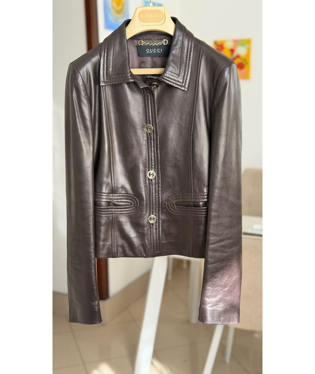 GUCCI Коричневая кожаная куртка, фото 9