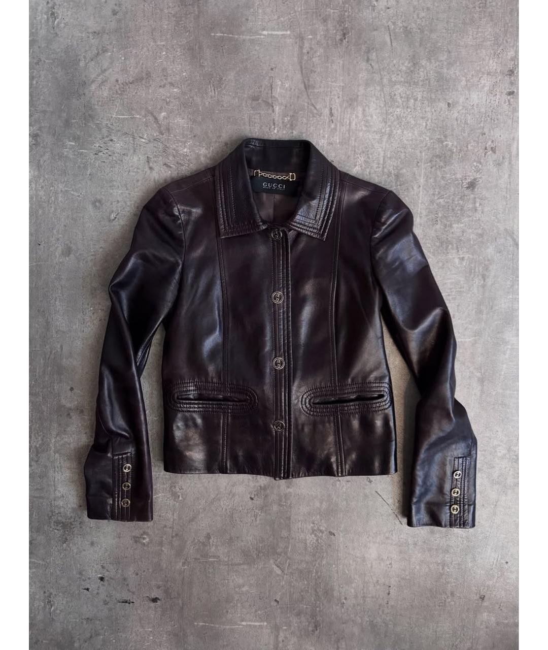 GUCCI Коричневая кожаная куртка, фото 3
