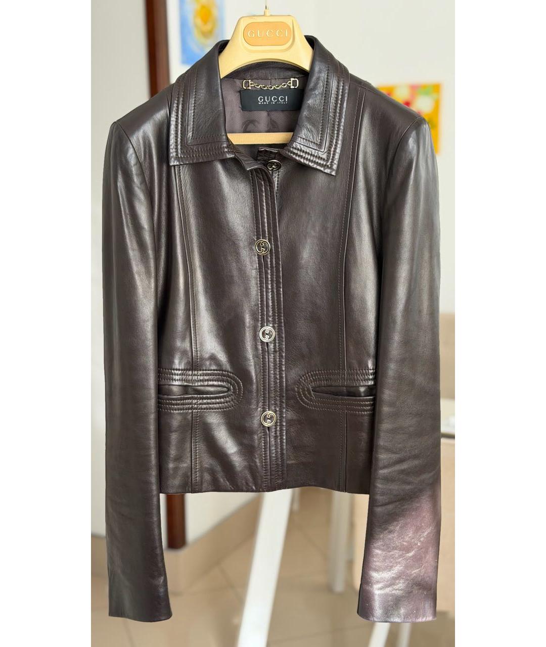 GUCCI Коричневая кожаная куртка, фото 4