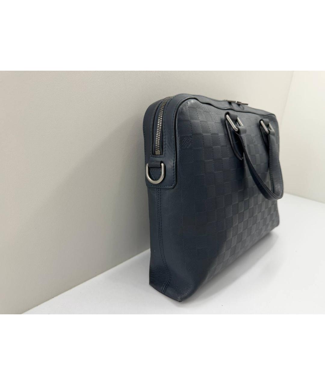 LOUIS VUITTON Темно-синий кожаный портфель, фото 3