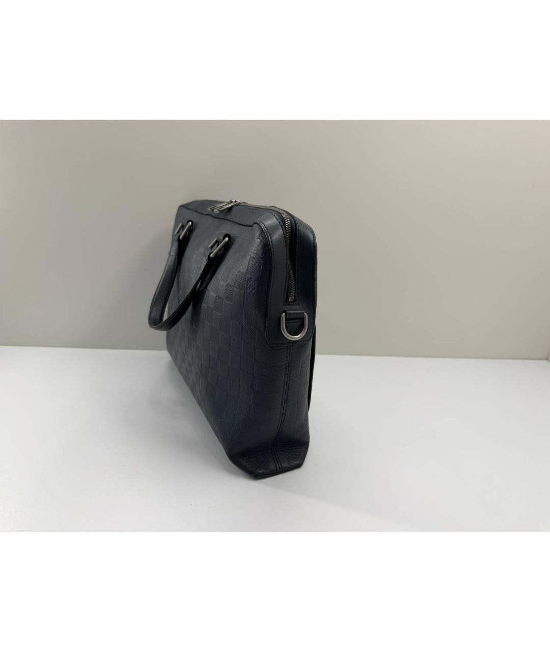 LOUIS VUITTON Темно-синий кожаный портфель, фото 4