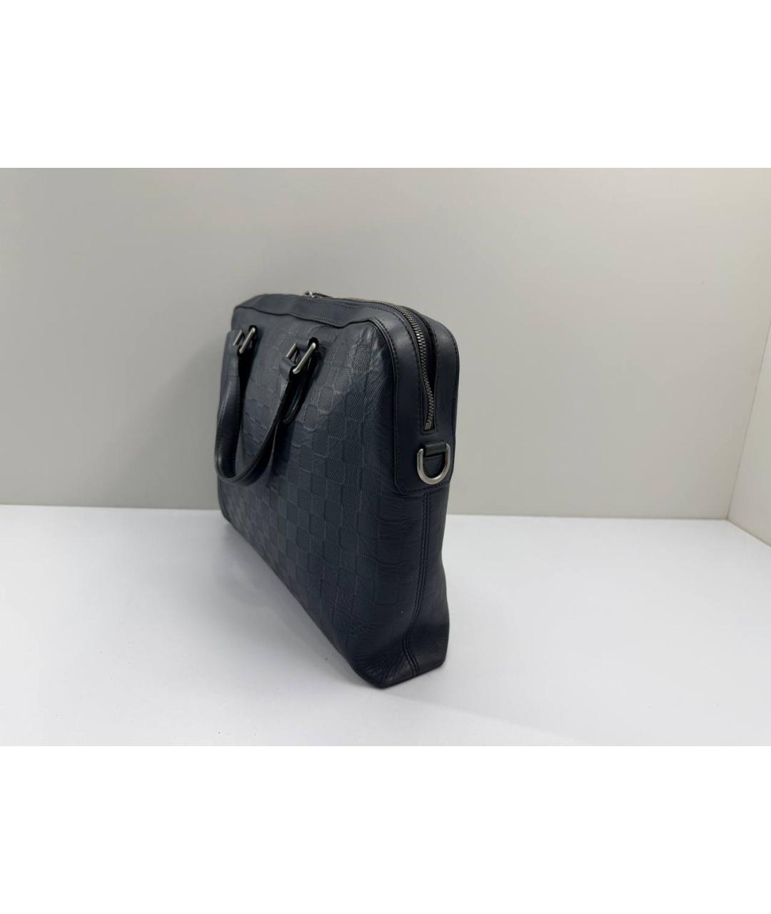 LOUIS VUITTON Темно-синий кожаный портфель, фото 7