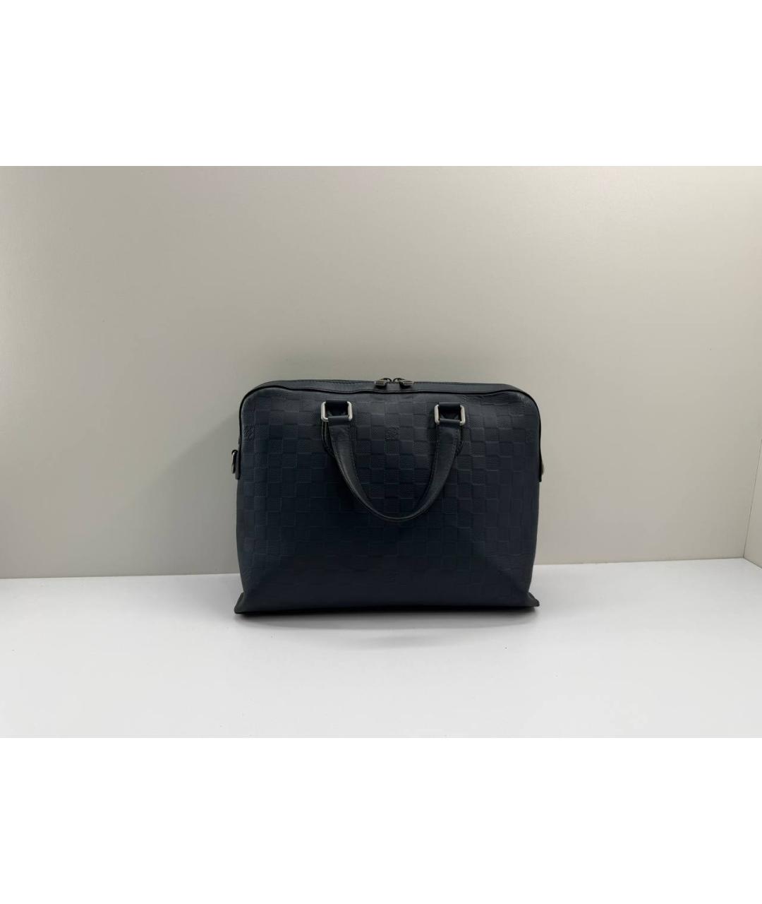 LOUIS VUITTON Темно-синий кожаный портфель, фото 10