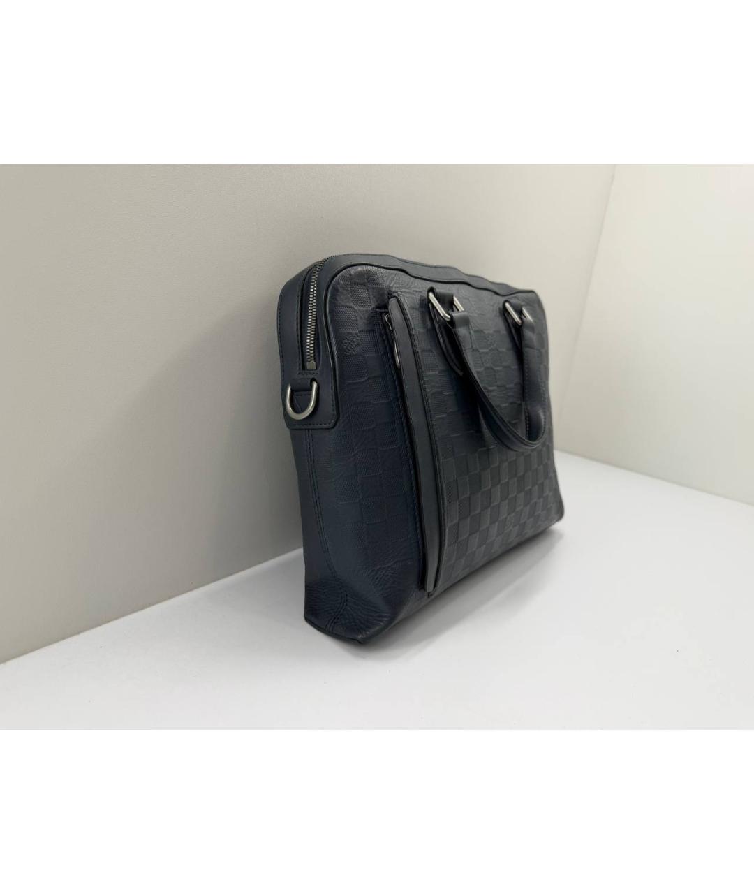 LOUIS VUITTON Темно-синий кожаный портфель, фото 6