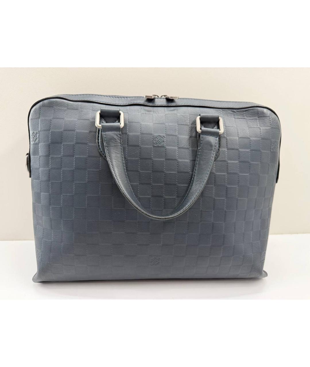 LOUIS VUITTON Темно-синий кожаный портфель, фото 2