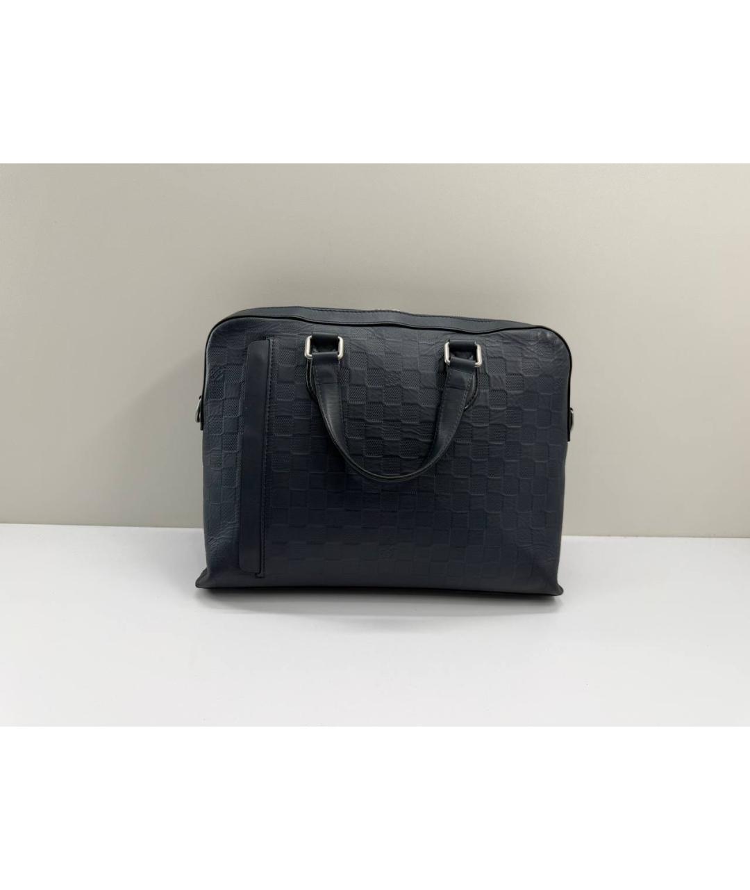 LOUIS VUITTON Темно-синий кожаный портфель, фото 5