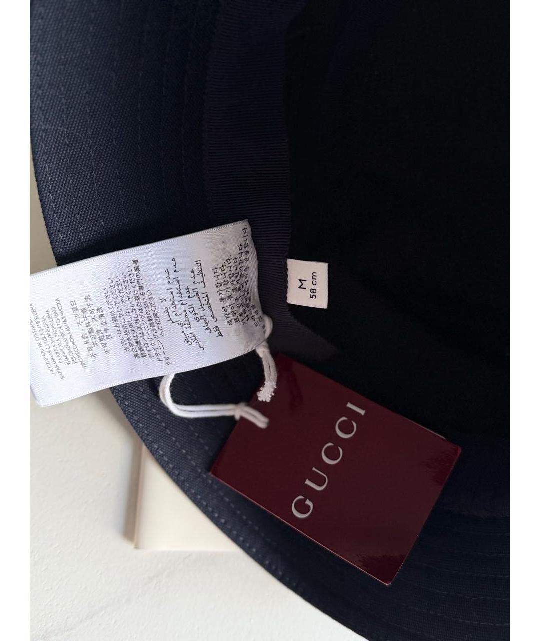 GUCCI Темно-синяя хлопковая панама, фото 4