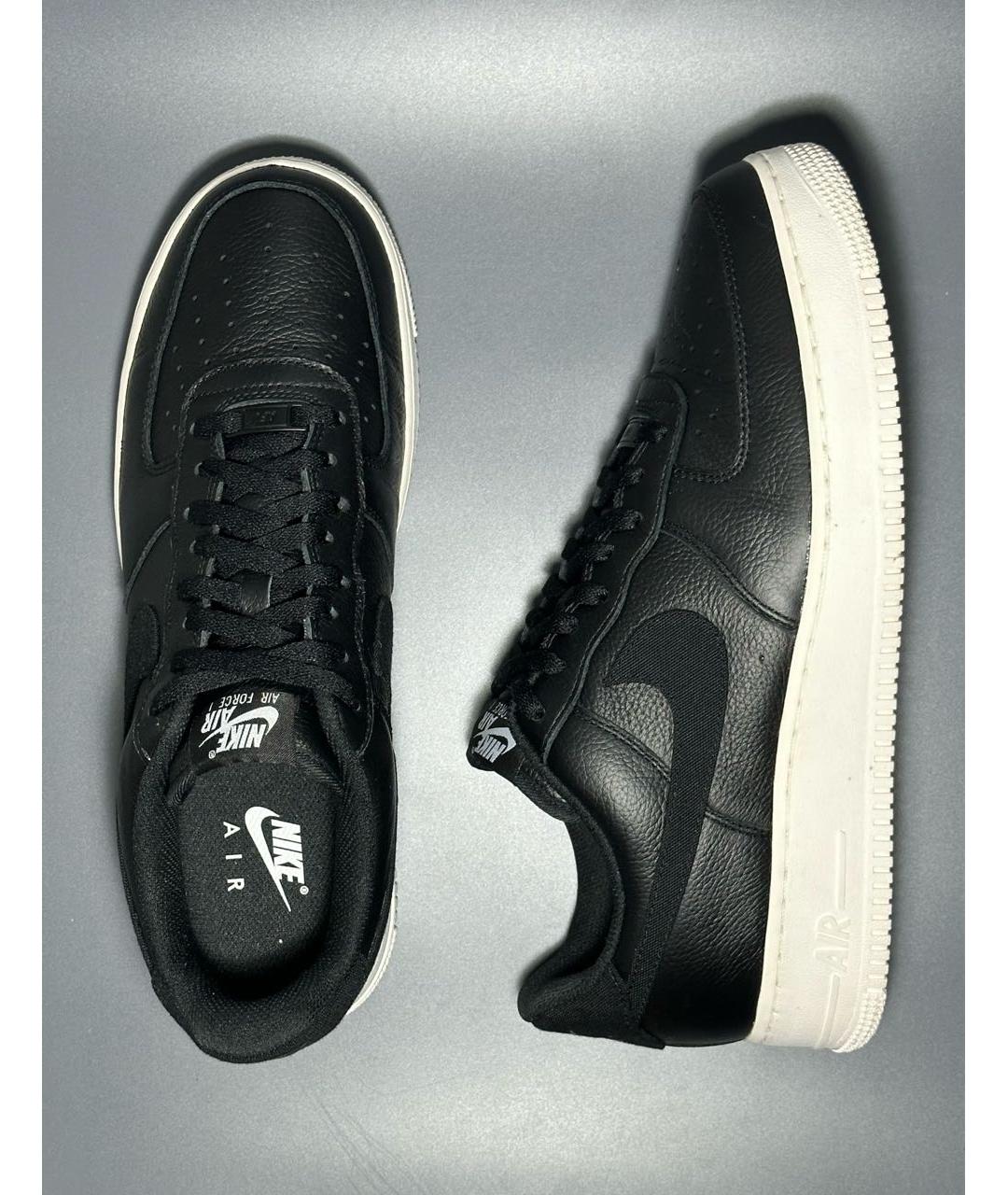 NIKE Черные кожаные низкие кроссовки / кеды, фото 3