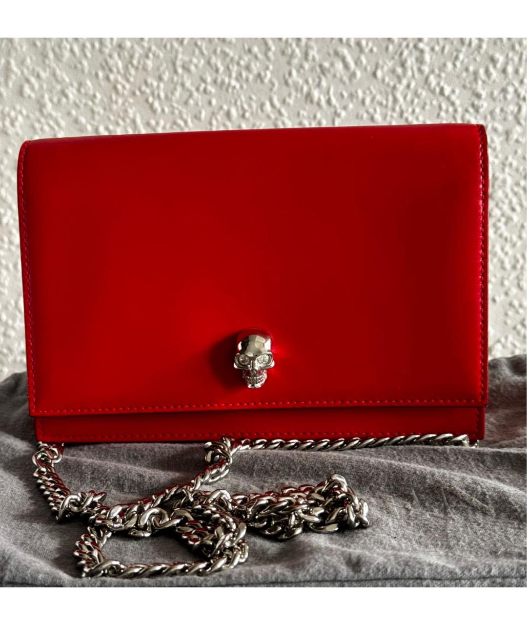 ALEXANDER MCQUEEN Красная кожаная сумка через плечо, фото 5
