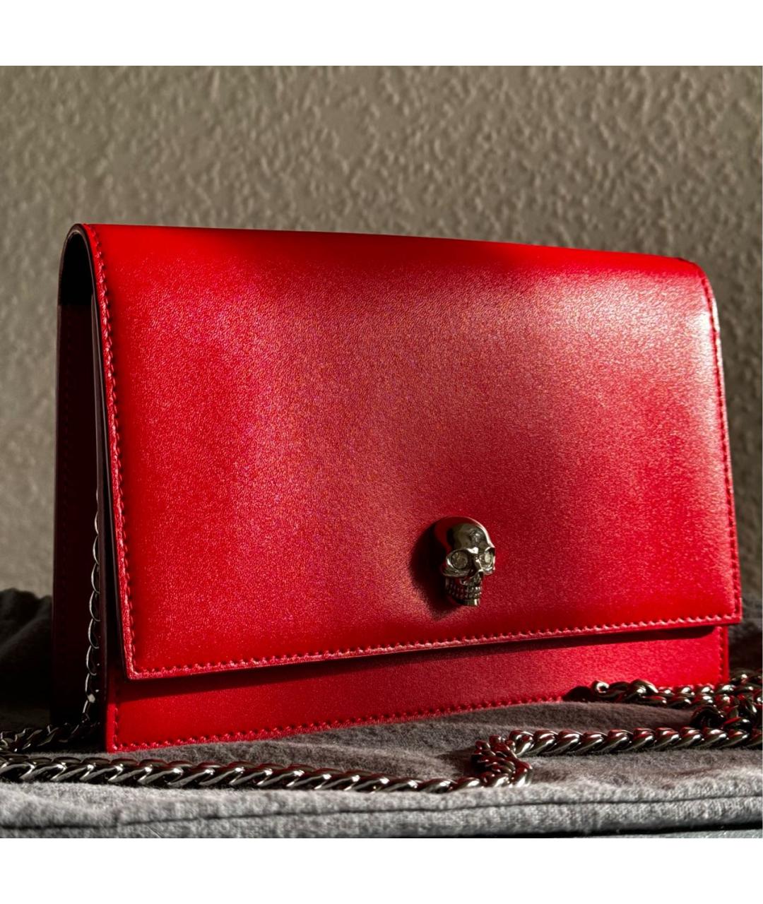 ALEXANDER MCQUEEN Красная кожаная сумка через плечо, фото 2