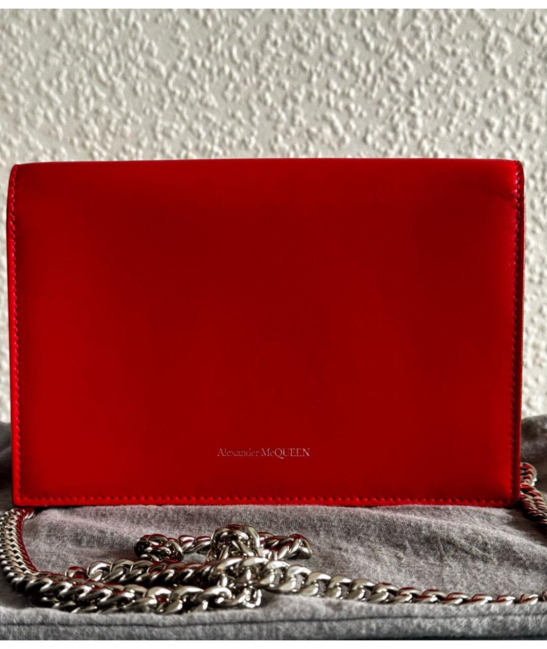 ALEXANDER MCQUEEN Красная кожаная сумка через плечо, фото 3