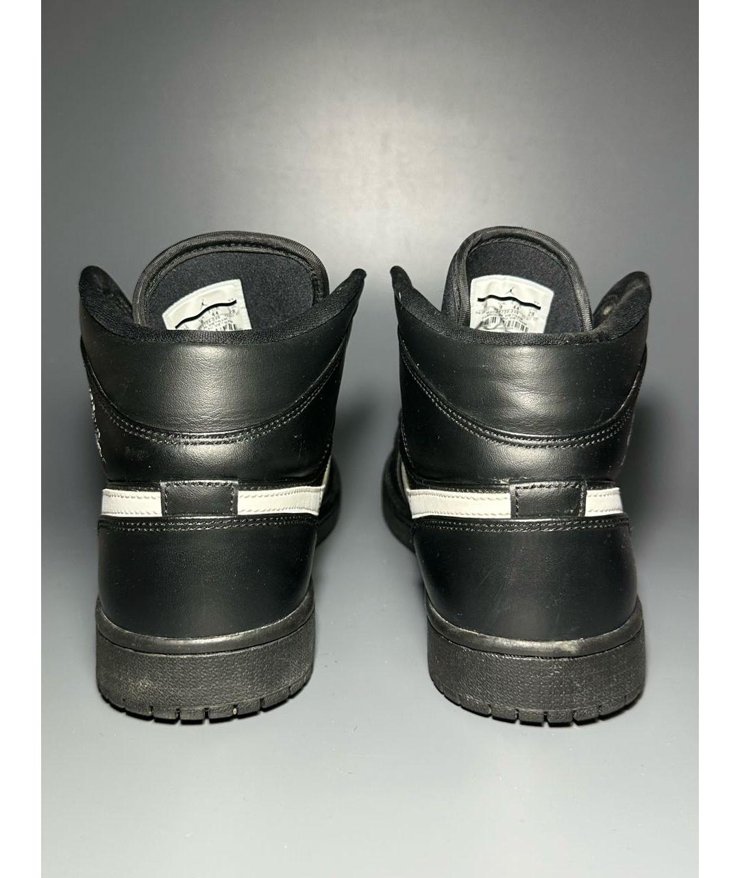 JORDAN Черные кожаные высокие кроссовки / кеды, фото 4