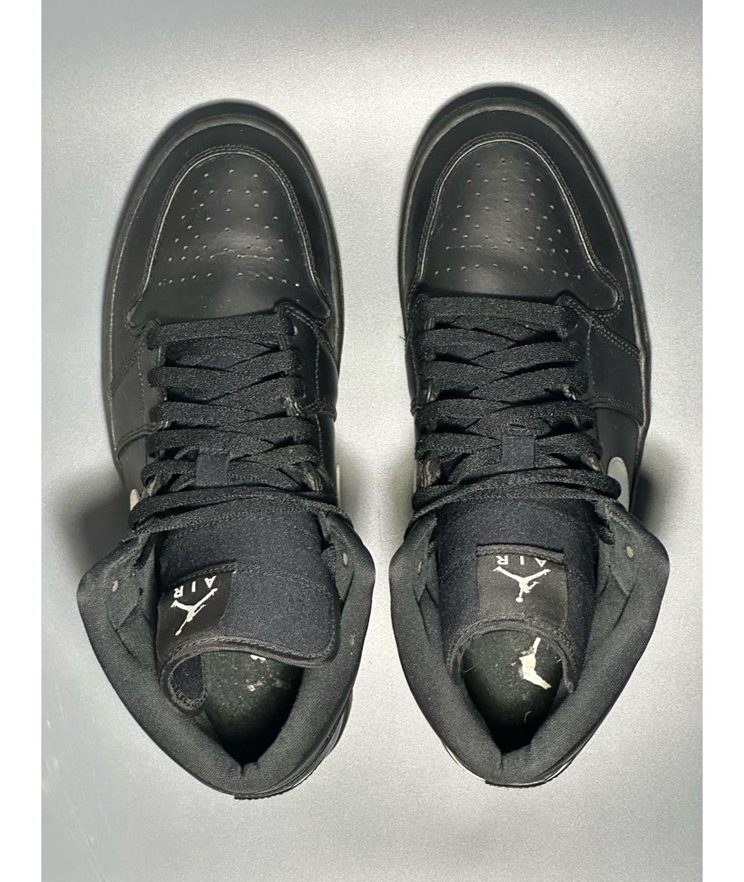 JORDAN Черные кожаные высокие кроссовки / кеды, фото 3