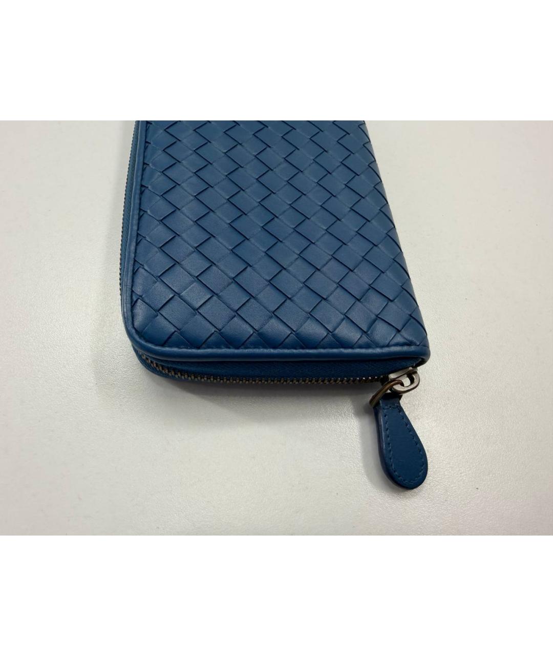 BOTTEGA VENETA Синий кожаный кошелек, фото 7