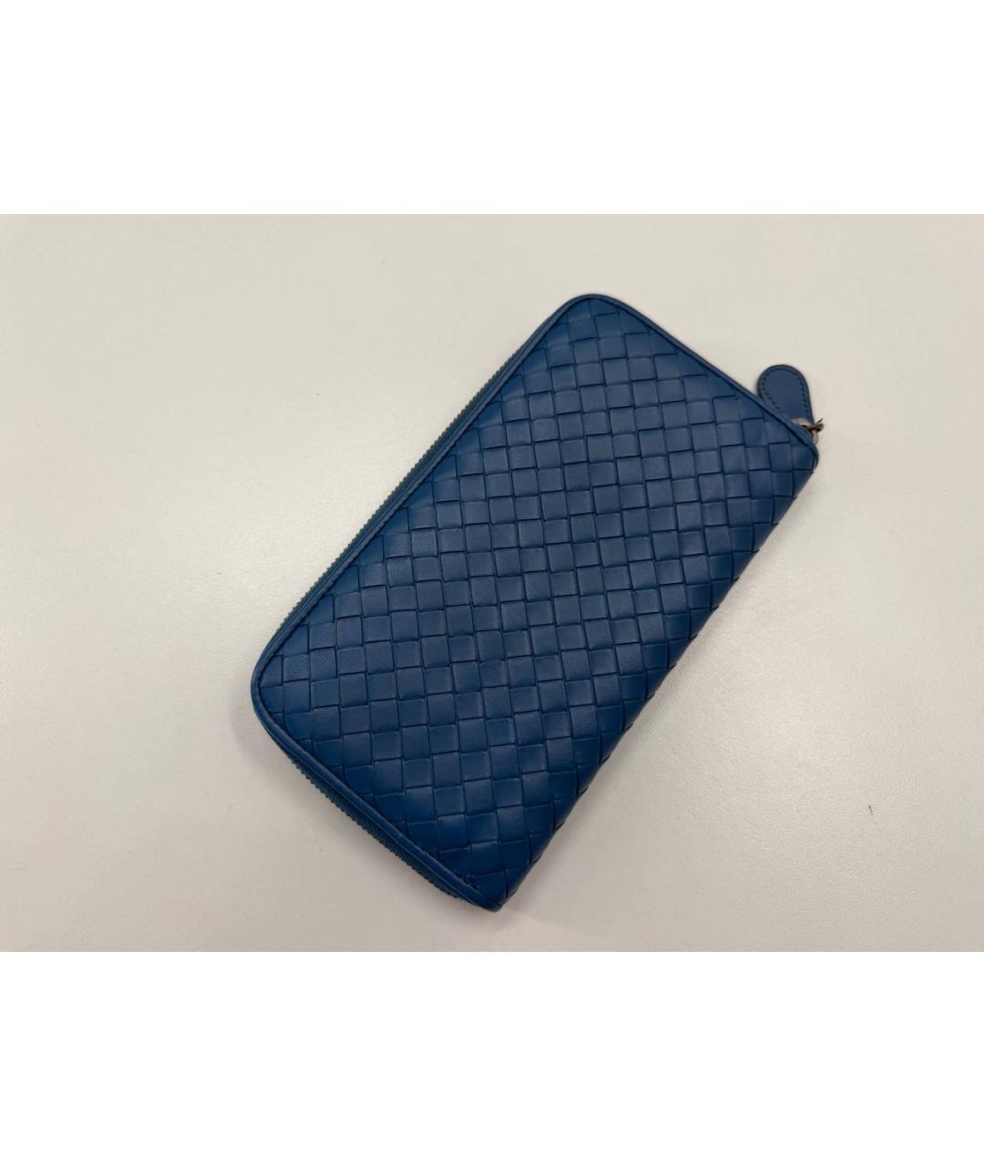 BOTTEGA VENETA Синий кожаный кошелек, фото 3