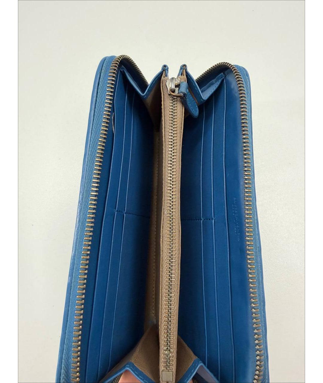 BOTTEGA VENETA Синий кожаный кошелек, фото 8