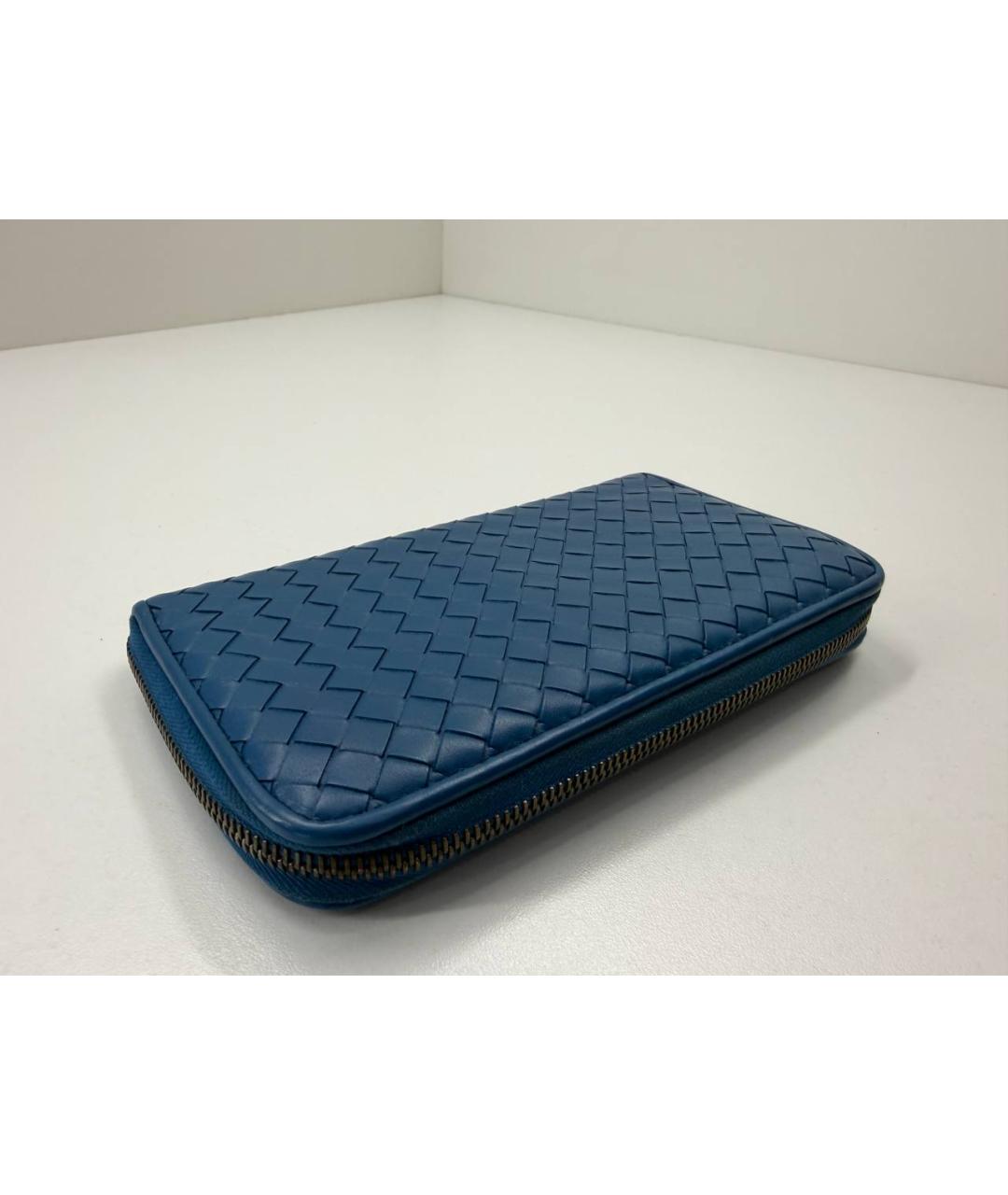 BOTTEGA VENETA Синий кожаный кошелек, фото 6