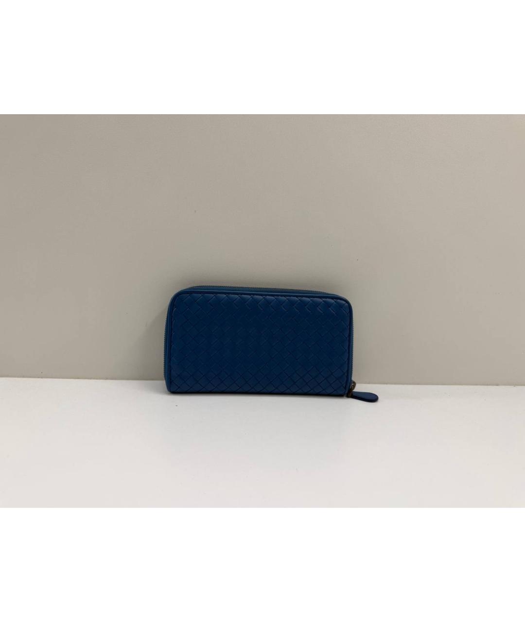 BOTTEGA VENETA Синий кожаный кошелек, фото 2