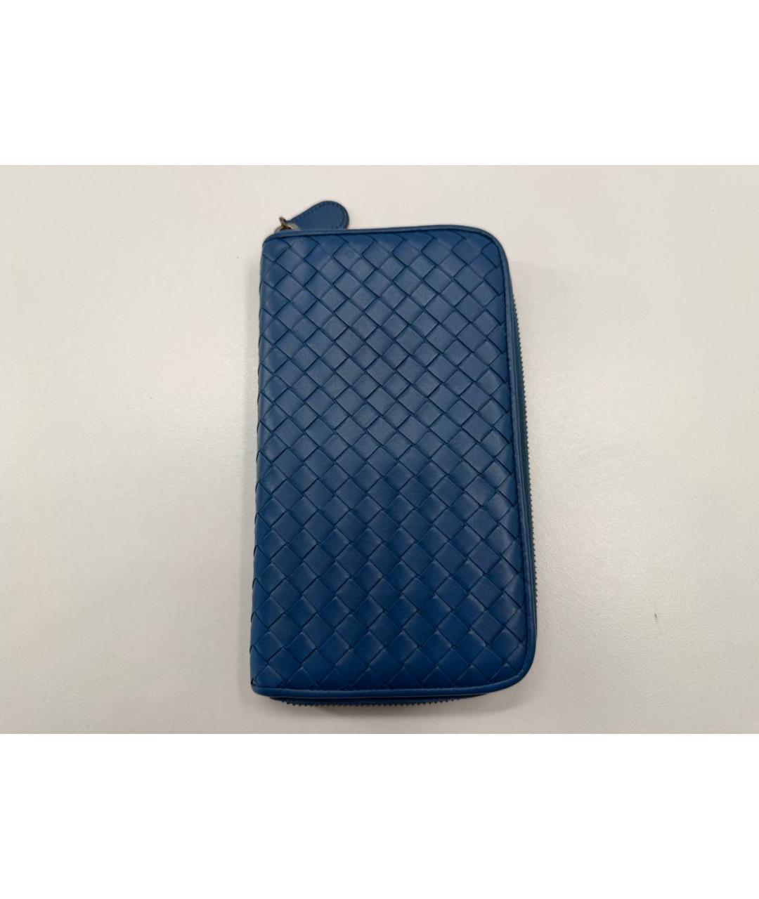 BOTTEGA VENETA Синий кожаный кошелек, фото 4