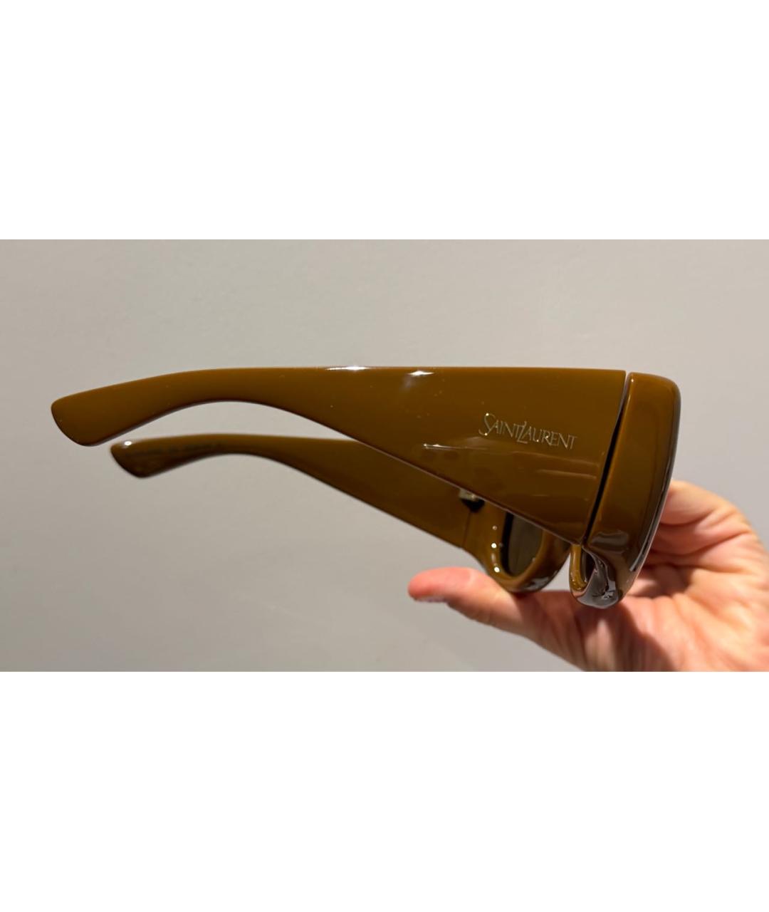 SAINT LAURENT Коричневые пластиковые солнцезащитные очки, фото 2