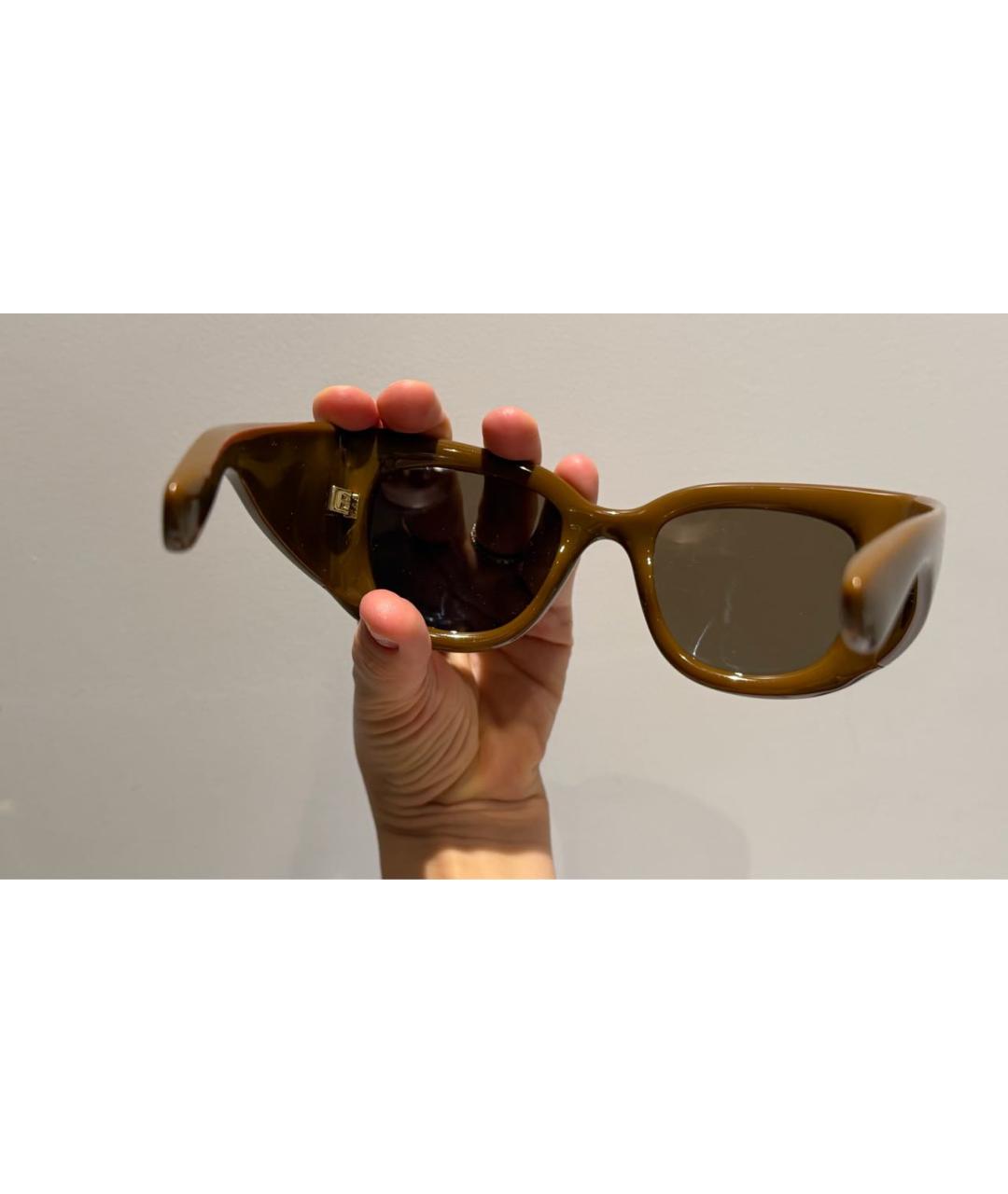 SAINT LAURENT Коричневые пластиковые солнцезащитные очки, фото 4