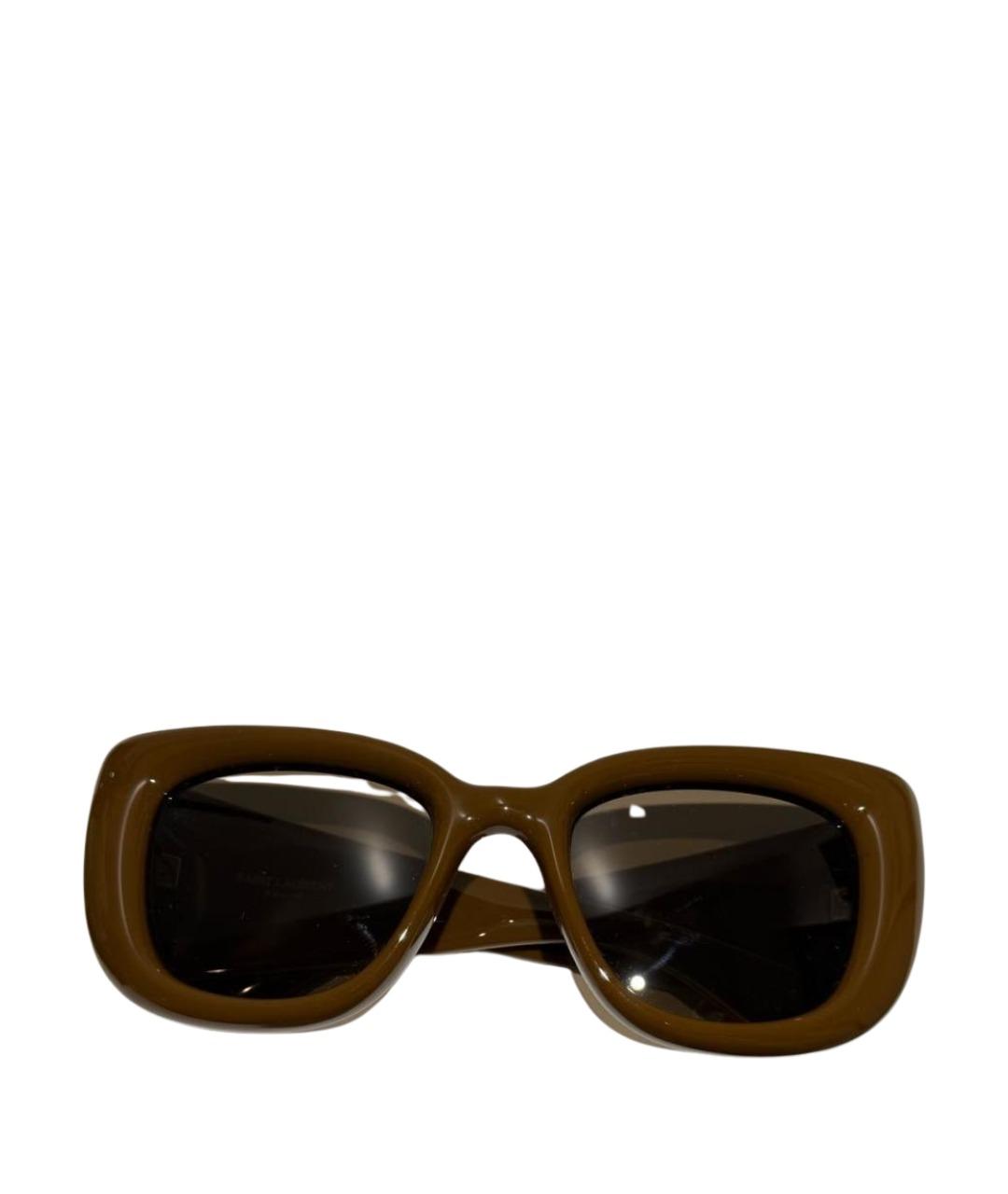 SAINT LAURENT Коричневые пластиковые солнцезащитные очки, фото 1