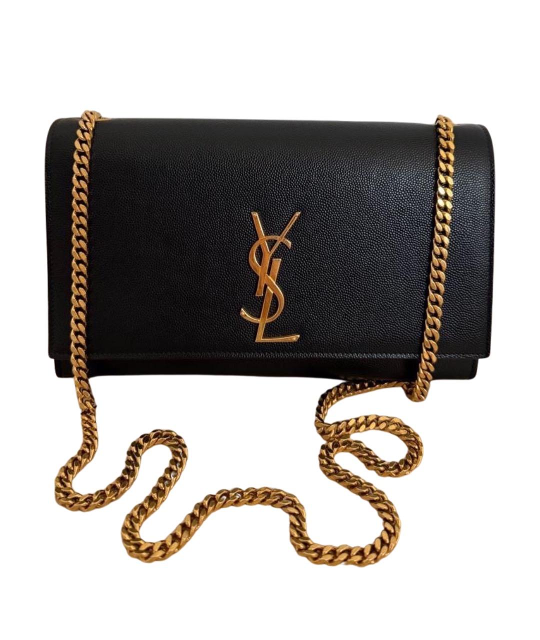 SAINT LAURENT Черная кожаная сумка через плечо, фото 1