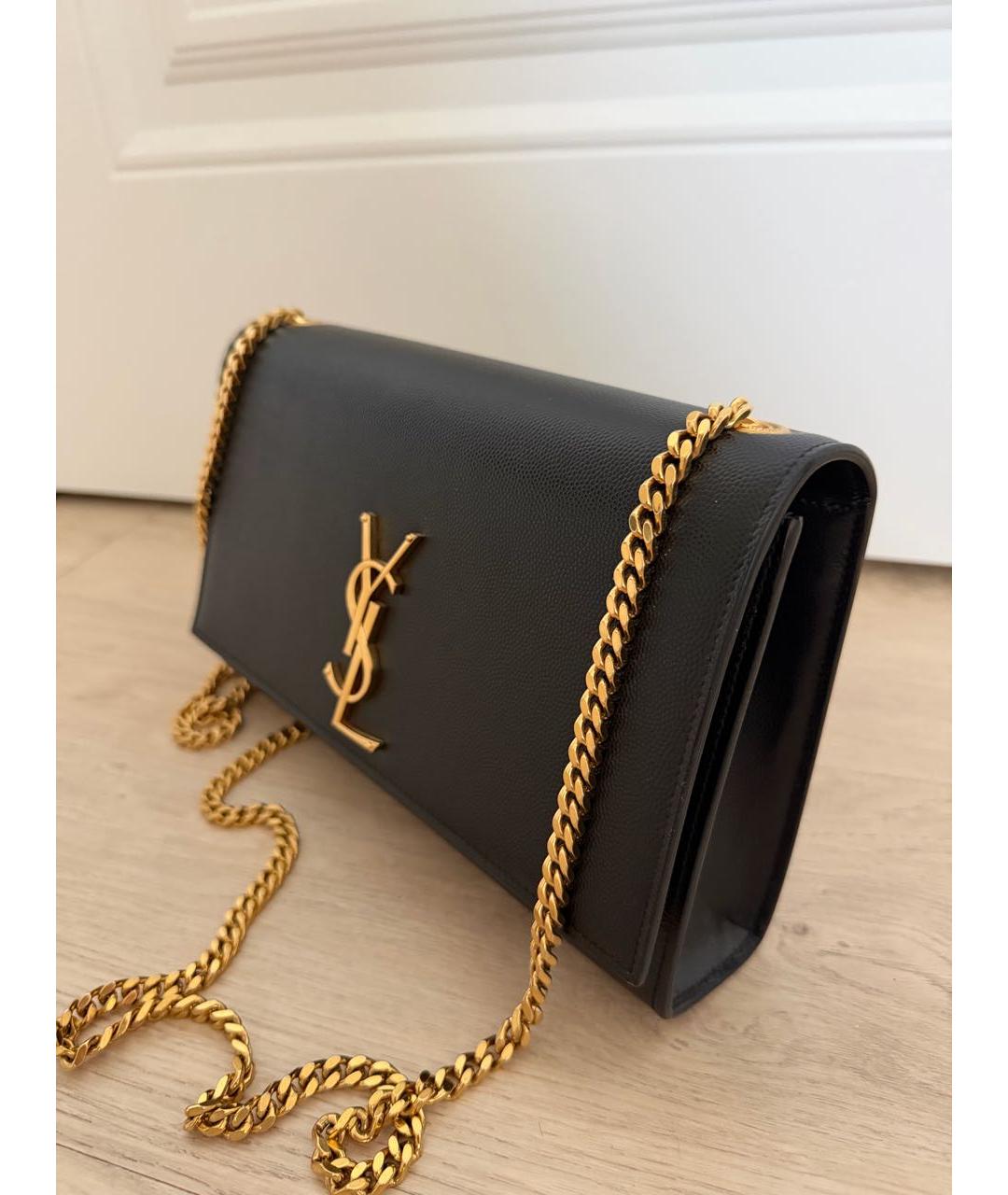 SAINT LAURENT Черная кожаная сумка через плечо, фото 2