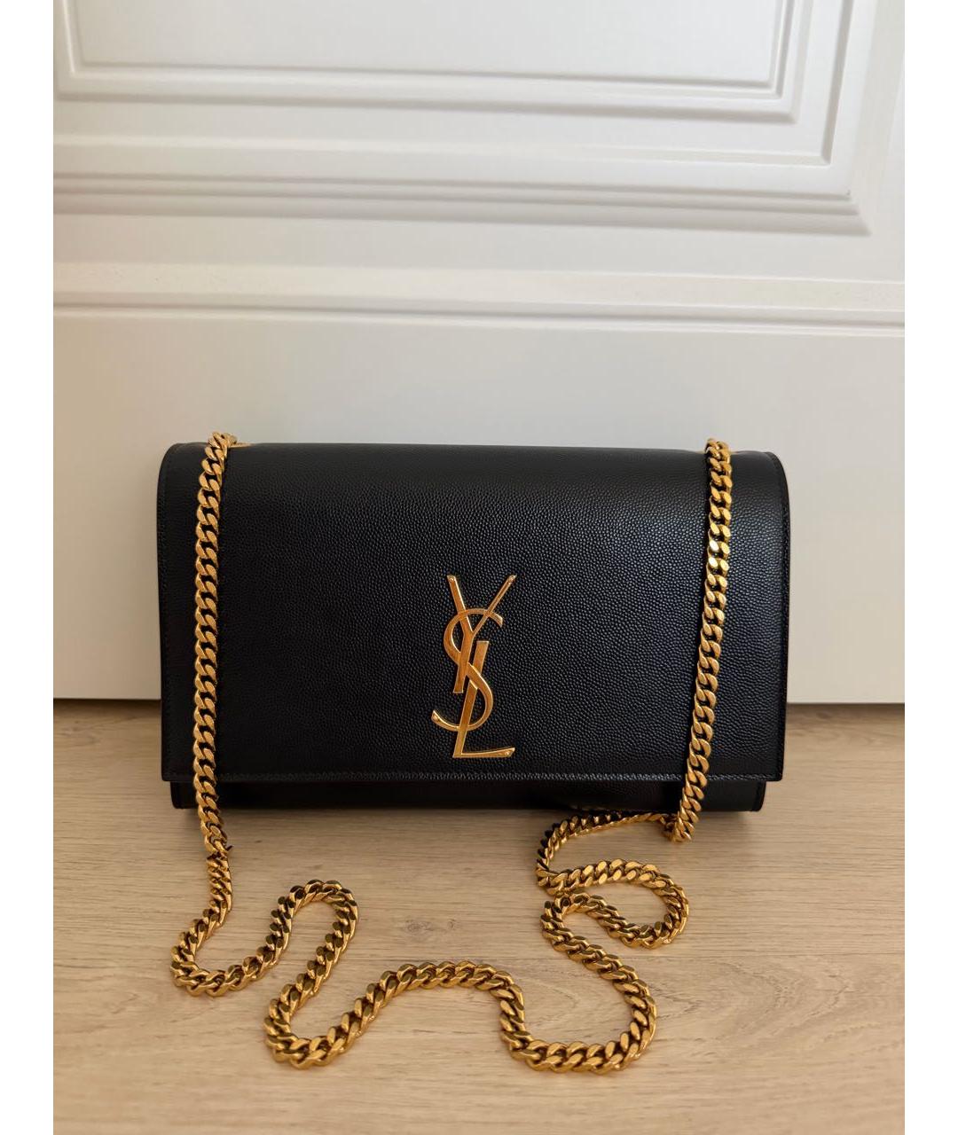 SAINT LAURENT Черная кожаная сумка через плечо, фото 5