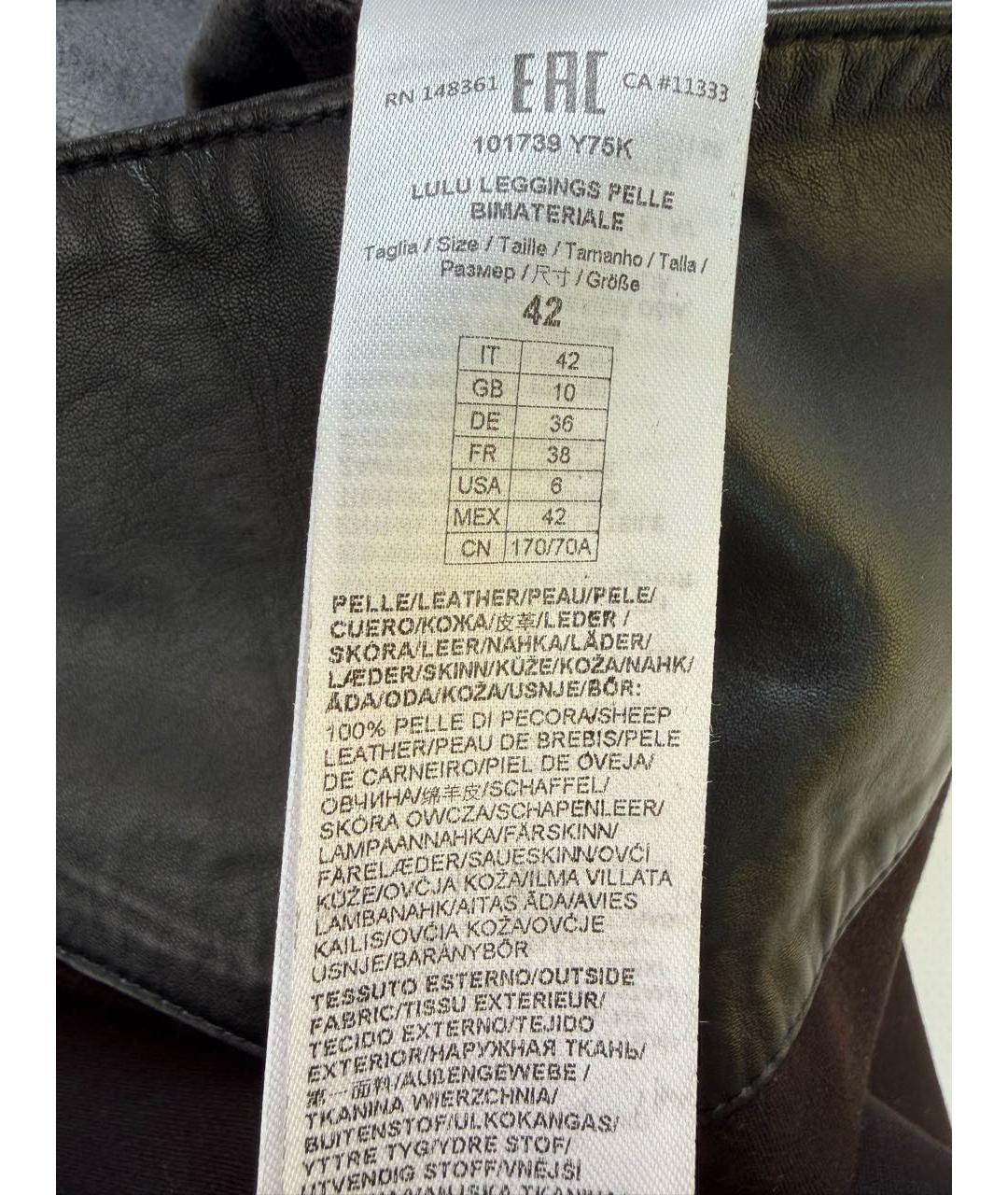 PINKO Черные кожаные брюки узкие, фото 5