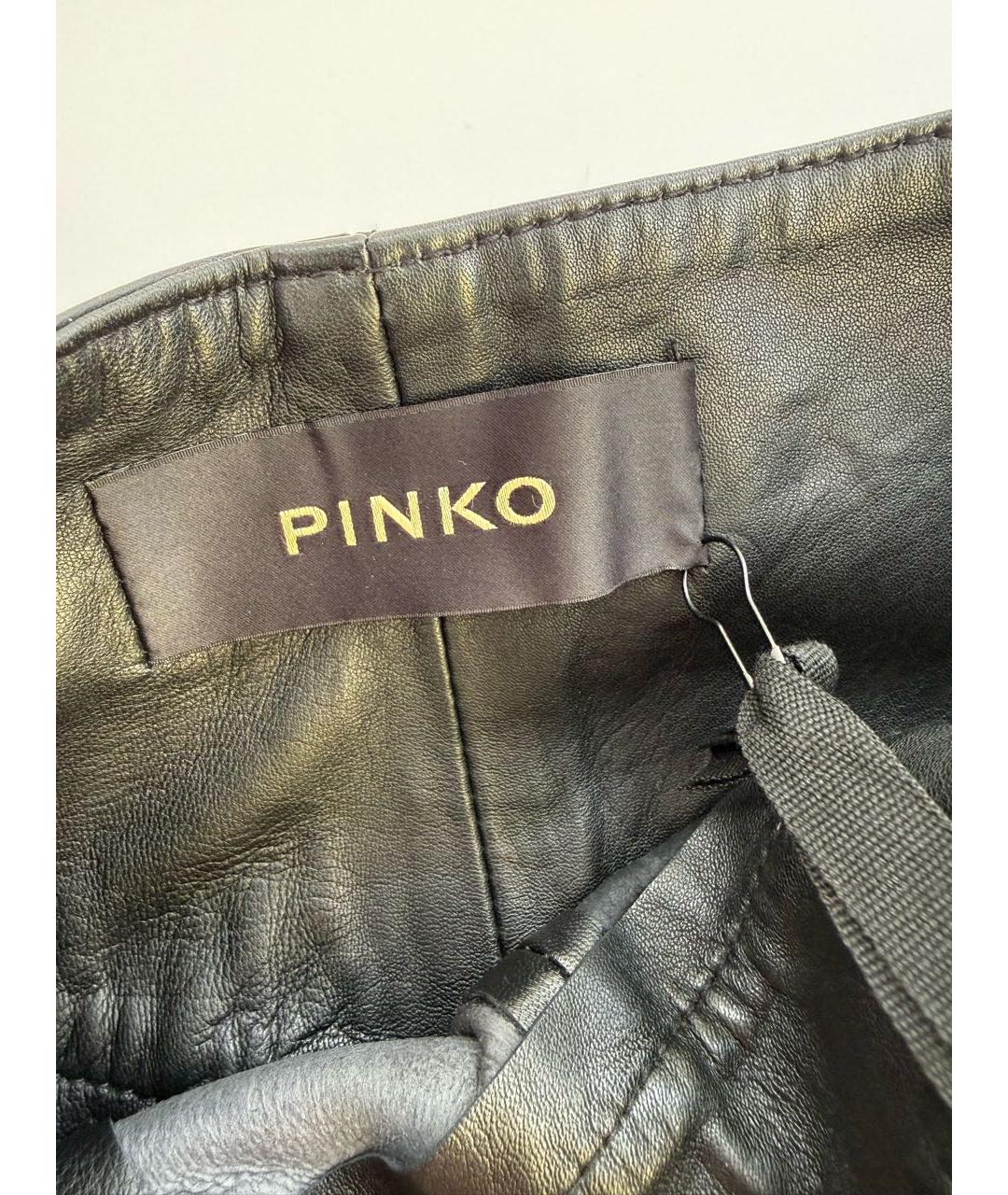 PINKO Черные кожаные брюки узкие, фото 3