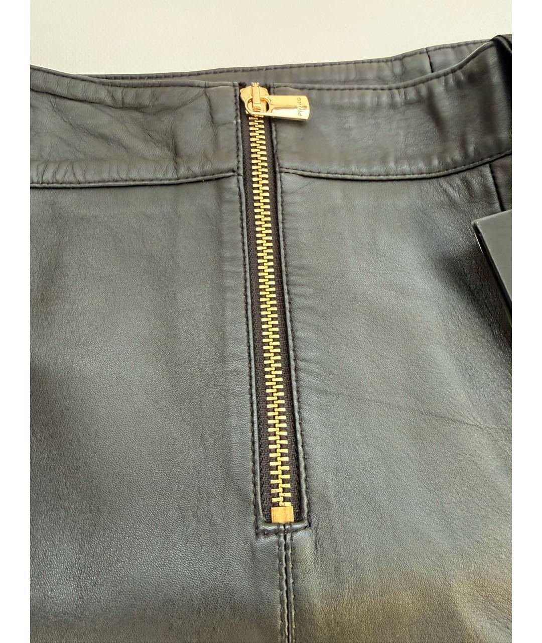 PINKO Черные кожаные брюки узкие, фото 4