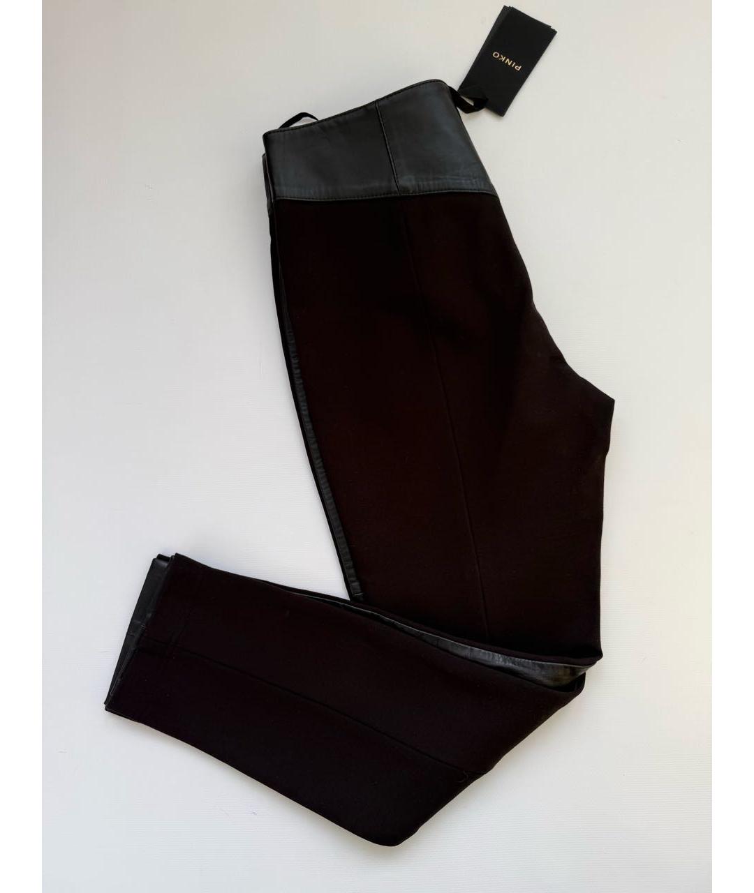 PINKO Черные кожаные брюки узкие, фото 2